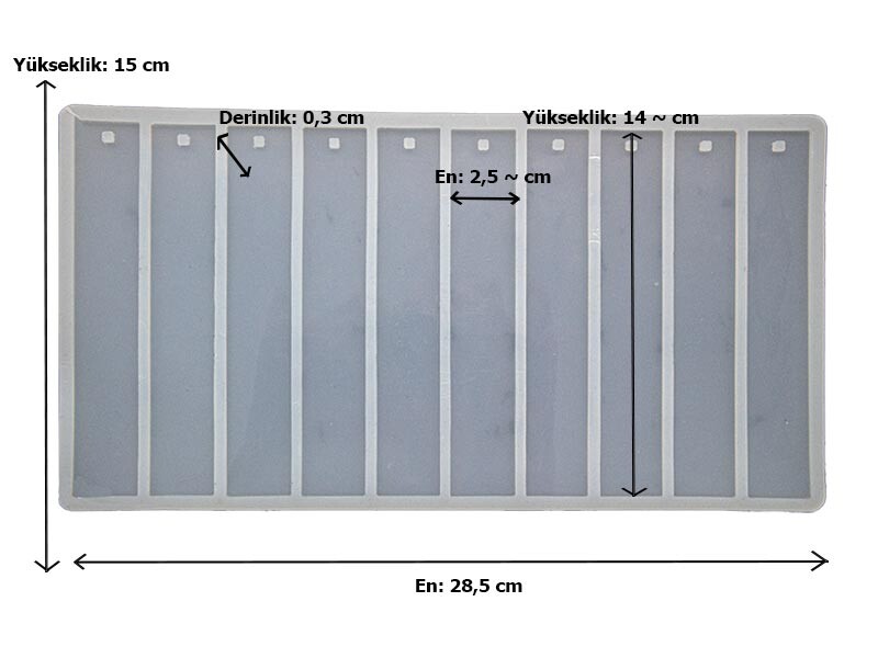 10'lu Düz Kare Model Kitap Ayracı Epoksi Reçine Kalıbı EPK-849 - 2