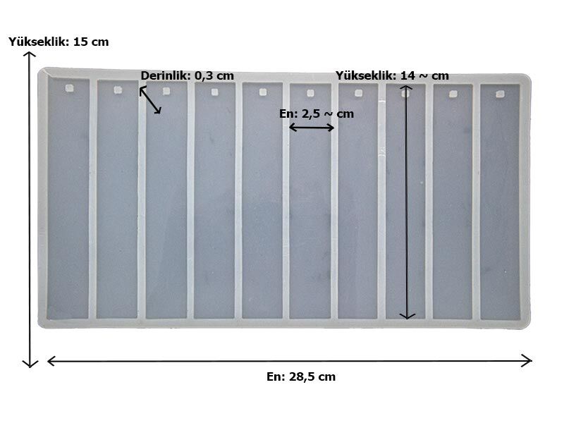 10'lu Düz Kare Model Kitap Ayracı Epoksi Reçine Kalıbı EPK-849 - 2