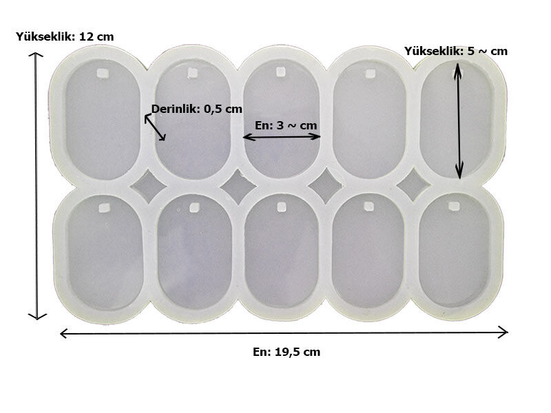 10'lu Oval Anahtarlık Epoksi Reçine Kalıbı EPK-852 - 2