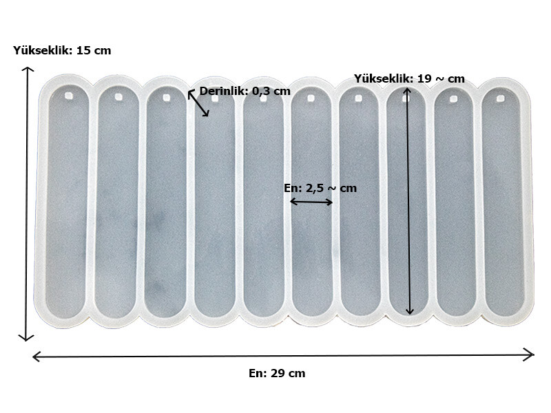 10'lu Oval Kitap Ayracı Epoksi Reçine Kalıbı EPK-857 - 2