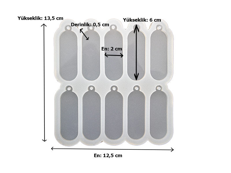 10'lu Oval Kolye Epoksi Reçine Kalıbı EPK-824 - 2