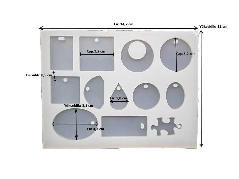 Epoksi Reçine Çoklu Geometrik Kolye Silikon Kalıbı EPK-37 - 2