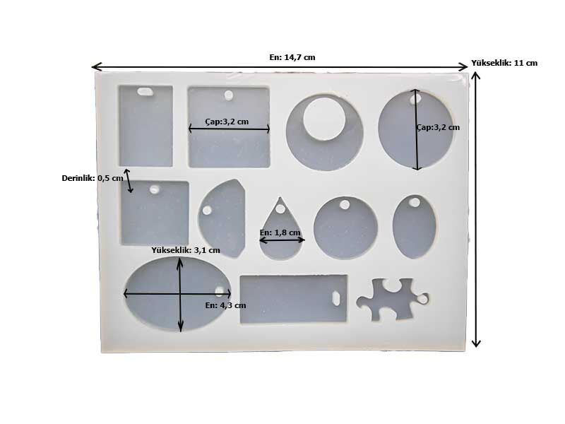 Epoksi Reçine Çoklu Geometrik Kolye Silikon Kalıbı EPK-37 - 2