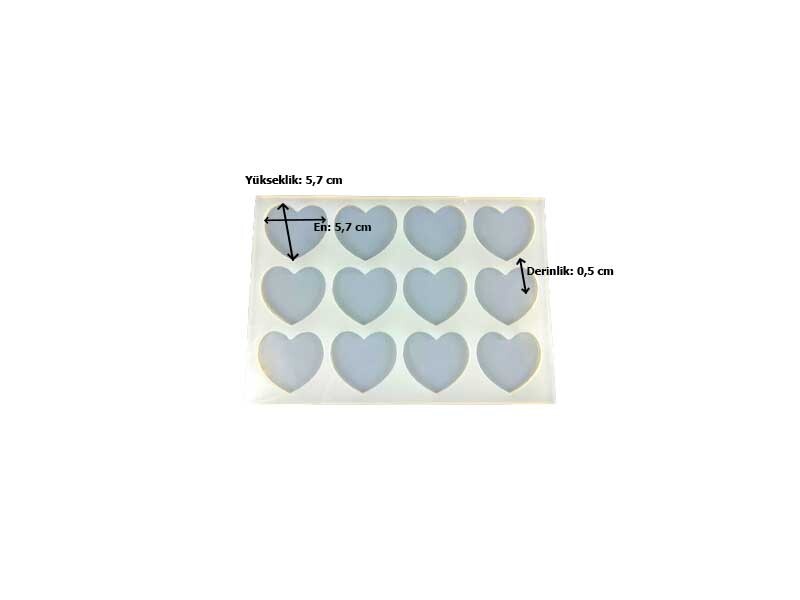 12'li Kalp Model Magnet Epoksi Reçine Kalıbı EPK-326 - 2