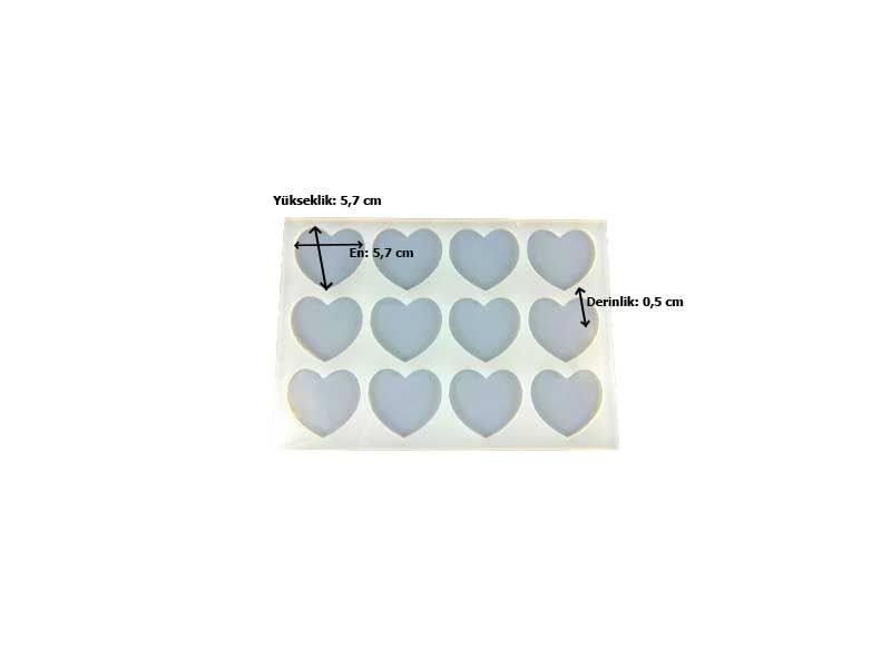 12'li Kalp Model Magnet Epoksi Reçine Kalıbı EPK-326 - 2