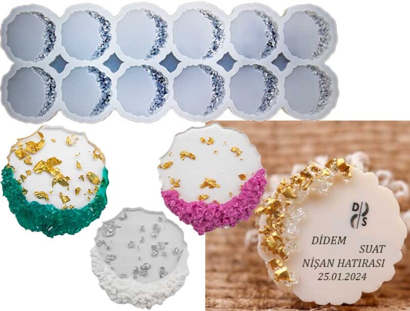 12'li Taş Kırığı Magnet Epoksi Kalıbı EPK-565 - 2