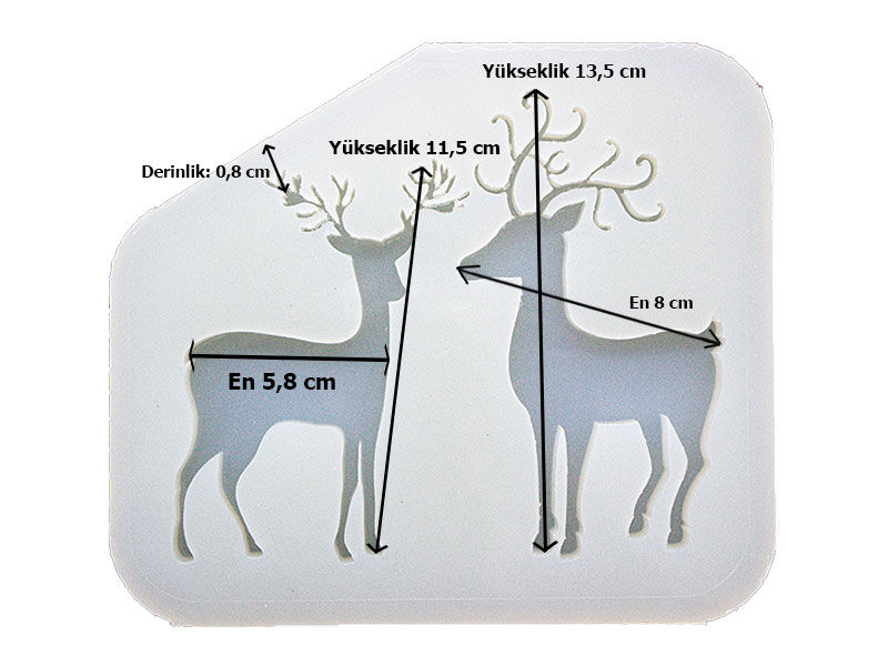 2'li Geyik Yılbaşı Süsü Epoksi Kalıbı EPK-771 - 2