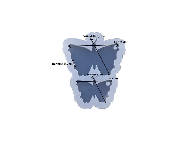 2'li Kelebek Kolye Epoksi Reçine Kalıbı EPK-491 - 2