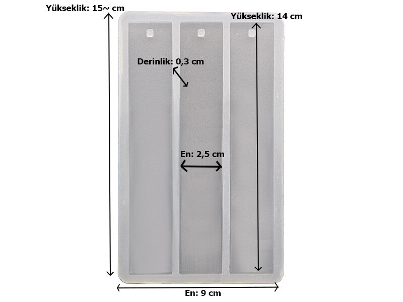 3'lü Düz Kare Model Kitap Ayracı Epoksi Reçine Kalıbı EPK-807 - 2