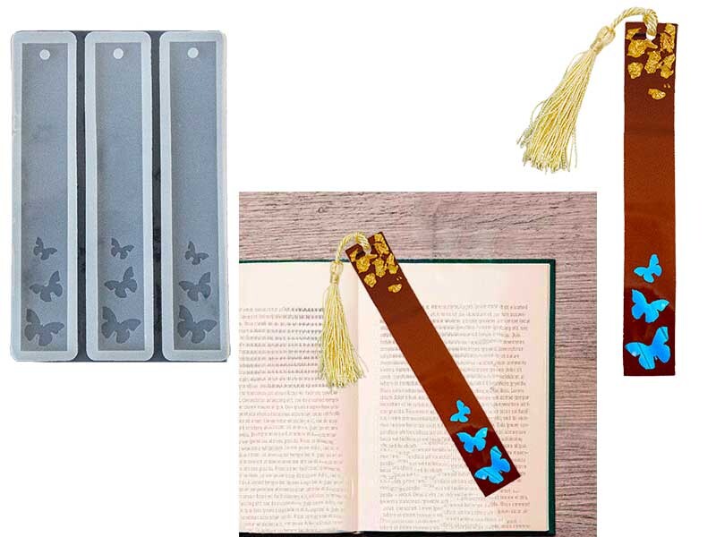 3'lü Kelebek Desen Kitap Ayracı Epoksi Reçine Kalıbı EPK-649 - Kimyacınız