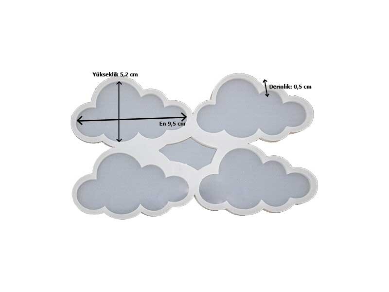 4'lü Bulut Model Bardak Altlığı Epoksi Kalıbı EPK-449 - 2