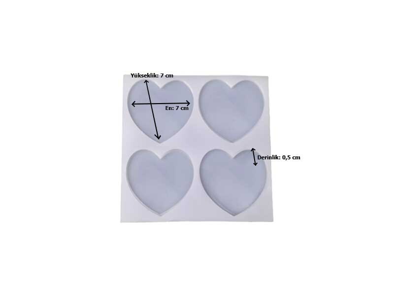 4'lü Kalp Magnet Epoksi Reçine Kalıbı EPK-393 - 2