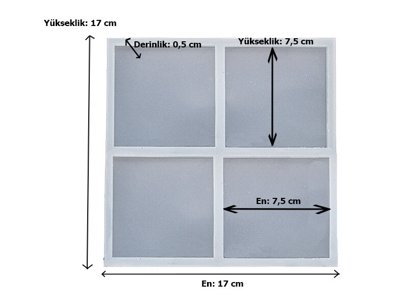 4'lu Kare Model Magnet Epoksi Reçine Kalıbı EPK-826 - 2