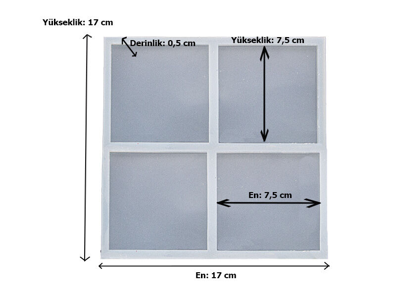 4'lu Kare Model Magnet Epoksi Reçine Kalıbı EPK-826 - 2