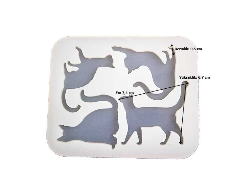 4'lü Kedi Magnet Epoksi Kalıbı EPK-526 - 2