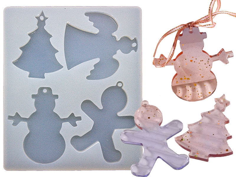 4'lü Noel Motifli Yılbaşı Süsü Epoksi Reçine Kalıbı EPK-770 - 1