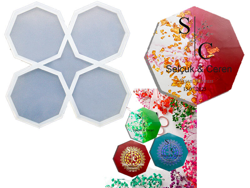 4'lü Sekizgen Magnet Epoksi Kalıbı EPK-816 - Kimyacınız