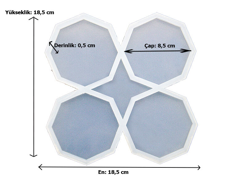 4'lü Sekizgen Magnet Epoksi Kalıbı EPK-816 - 2
