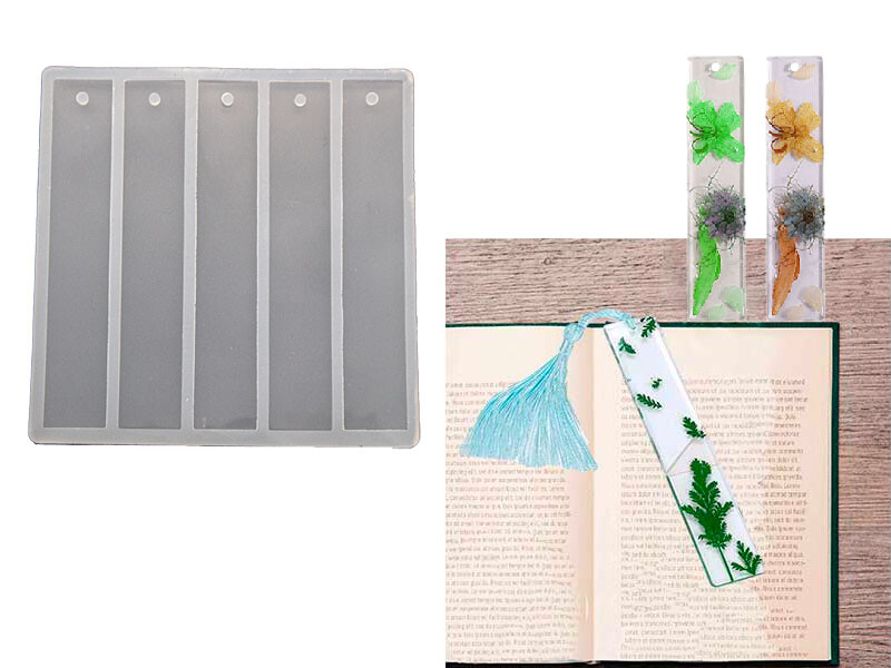 5'li Düz Kare Model Kitap Ayracı Epoksi Reçine Kalıbı EPK-805 - Kimyacınız