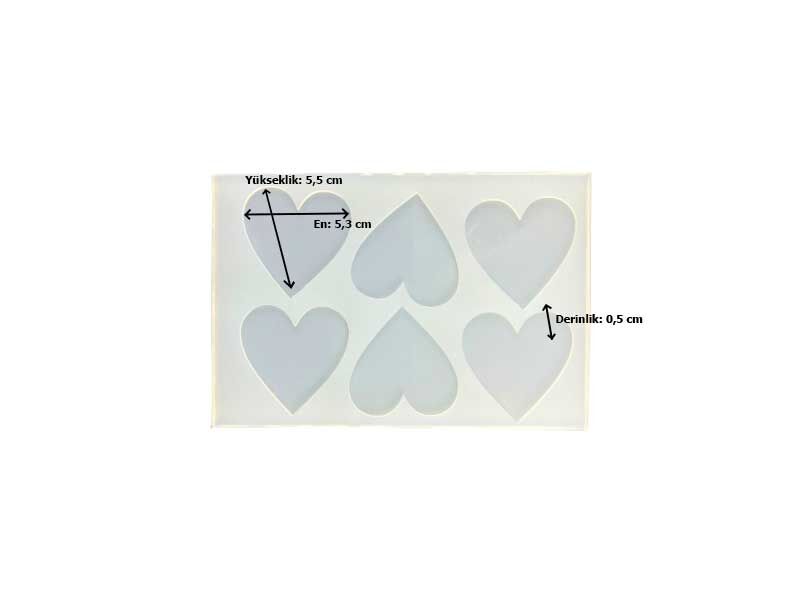 6'li Kalp Model Magnet Epoksi Reçine Kalıbı EPK-327 - 2