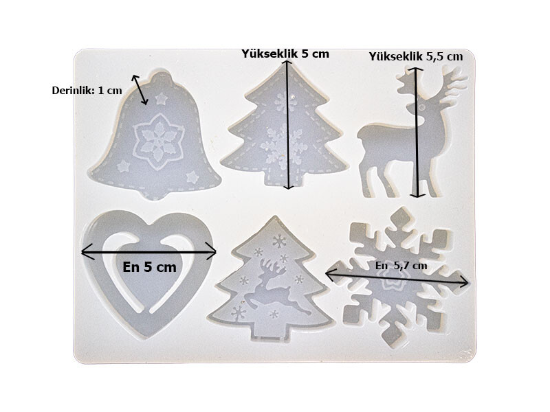 6'lı Noel Motifli Yılbaşı Süsü Epoksi Kalıbı EPK-772 - 2