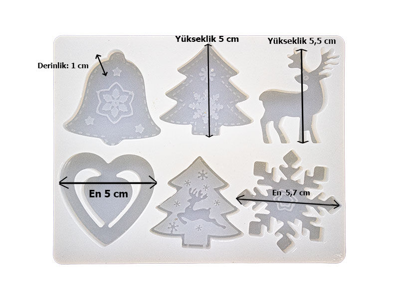 6'lı Noel Motifli Yılbaşı Süsü Epoksi Kalıbı EPK-772 - 2