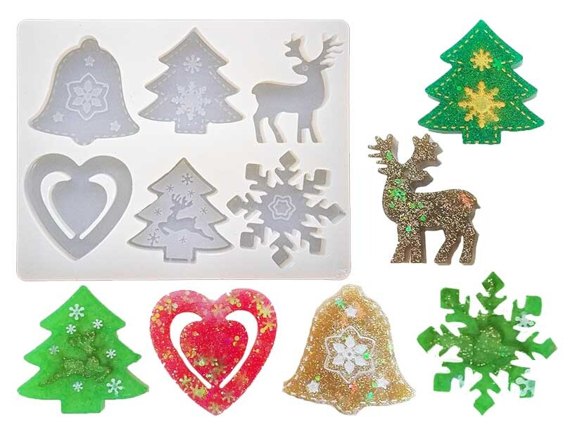 6'lı Noel Motifli Yılbaşı Süsü Epoksi Kalıbı EPK-772 - Kimyacınız