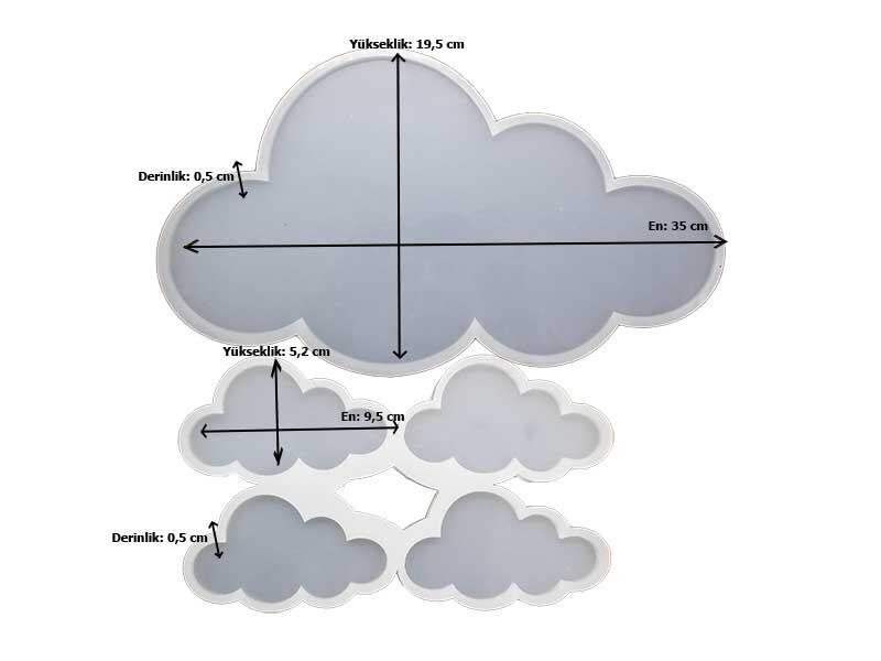 Bulut Model Bebek Kapı Süsü Epoksi Reçine Kalıbı EPK-624 - 3