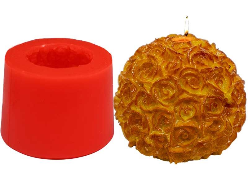 Büyük Top Gül Silikon Mum Kalıbı M-47 - 5