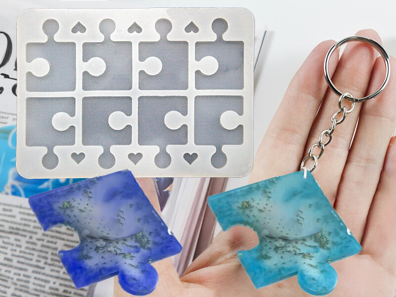 Çoklu Puzzle Anahtarlık Epoksi Reçine Kalıbı EPK-855 - Kimyacınız