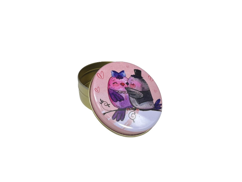 Kimyacınız - Dalda Sevgili Kuşlar - Metal Mum Kabı 75 CC - 10 Adet