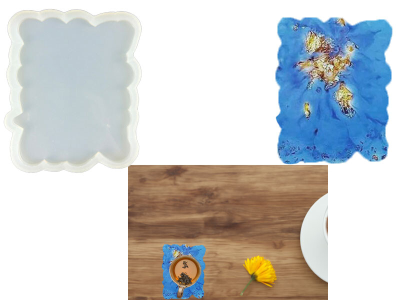 Dikdörtgen Bardak Altlığı Epoksi Reçine Kalıbı EPK-332 - 1