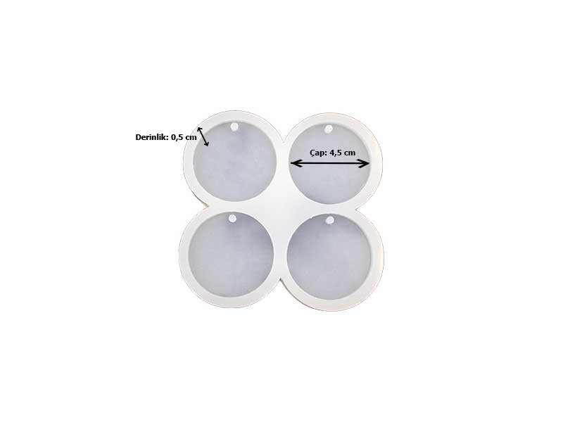 Epoksi Reçine 4'lü Yuvarlak Anahtarlık Kalıbı EPK-496 - 3