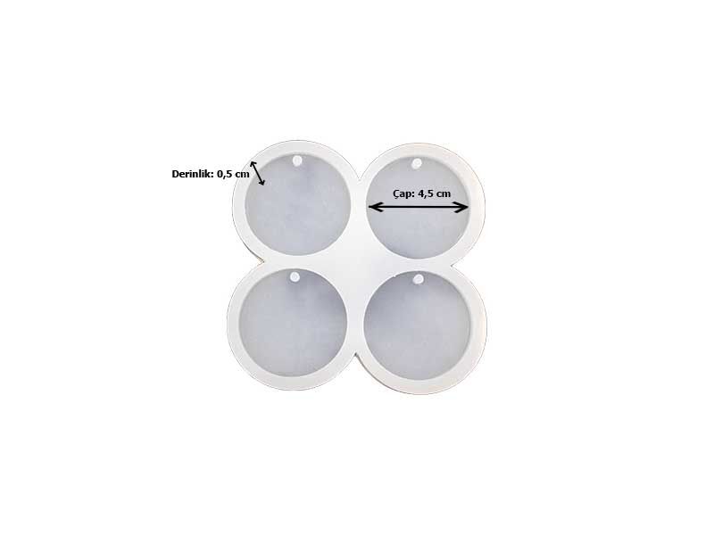 Epoksi Reçine 4'lü Yuvarlak Anahtarlık Kalıbı EPK-496 - 3