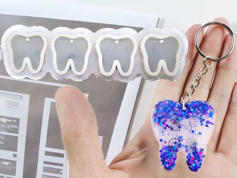 Epoksi Reçine Çoklu Diş Anahtarlık Kolye Ucu Kalıbı EPK-591 - Kimyacınız