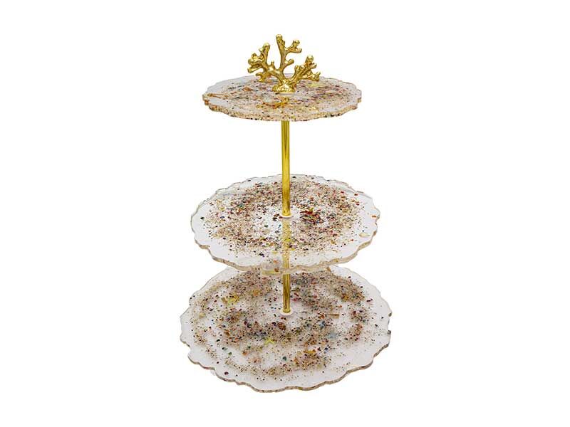 Epoksi Reçine Dallı Model Kek Standı Demiri Gold - 1