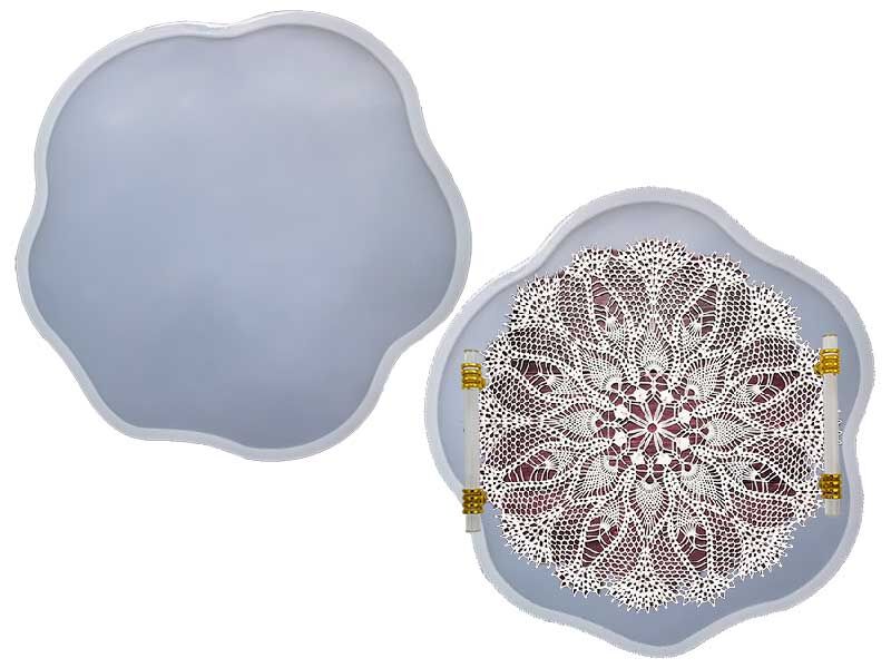 Epoksi Reçine Düzensiz Dantel Tepsi Silikon Kalıp EPK-515 - 1