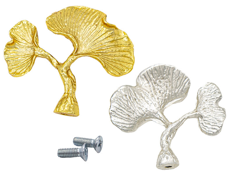 Epoksi Tepsi Ginko Yaprak Model Gold Gümüş Set Kulp - Diğer