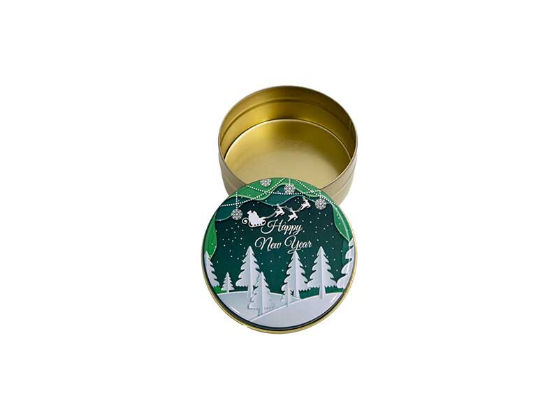 Kar Çam Ağacı Happy New Year Metal Mum Kabı - 100 Adet 75 CC - Kimyacınız