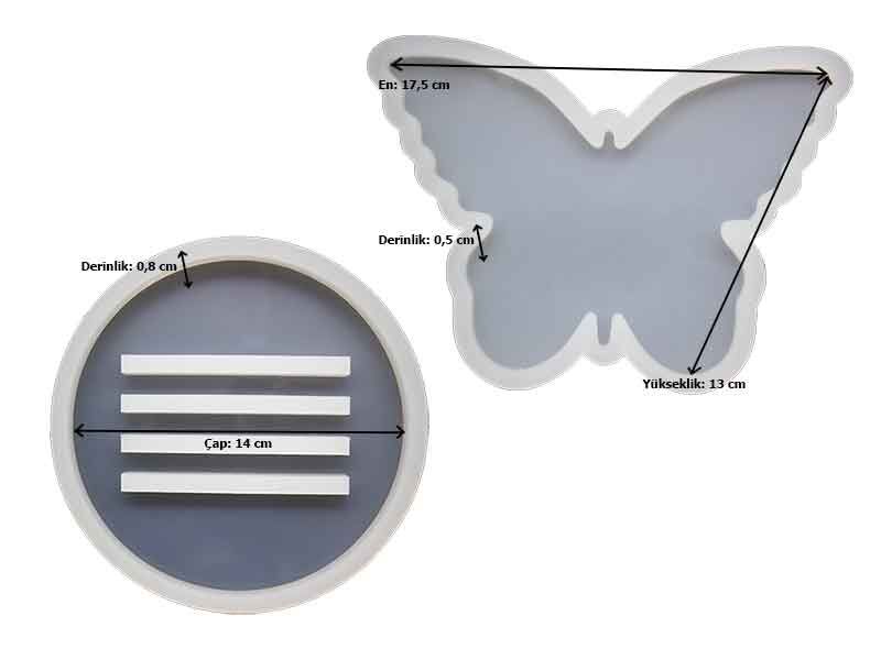 Kelebek Model Bardak Altlığı Epoksi Reçine Kalıbı EPK-599 - 2
