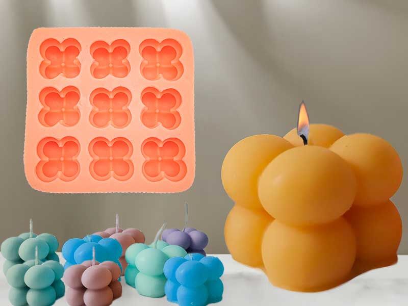 Küçük 9'lu Bubble Silikon Mum Kalıbı M-185 - 2