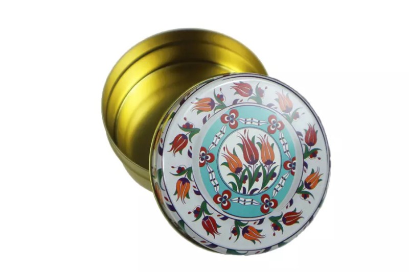 Kimyacınız - Lale Desenli Metal Mum Kabı 75 CC - 10 Adet