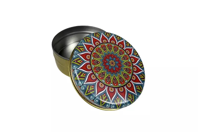 Kimyacınız - Mandala Desen Metal Mum Kabı 75 CC - 100 Adet