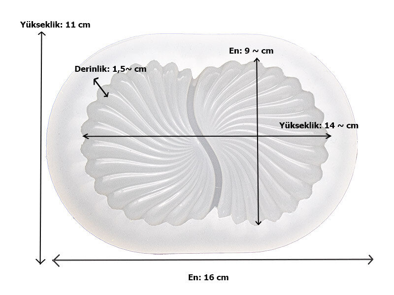 Oval Çerezlik 2 Bölmeli Epoksi Reçine Kalıbı EPK-864 - 2
