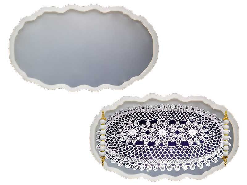 Oval Dalgalı Küçük Boy Tepsi Epoksi Reçine Kalıbı EPK-611 - 1