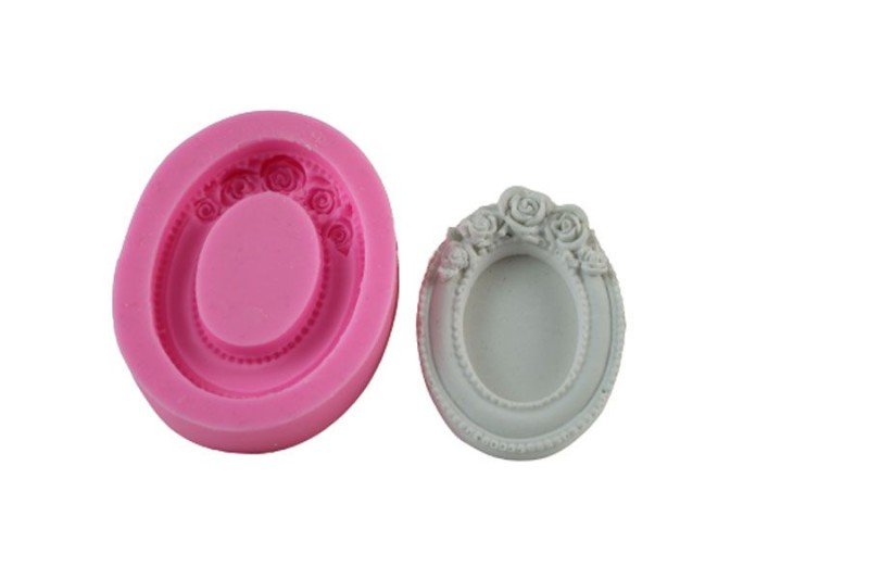 Oval Güllü Çerçeve Silikon Kalıbı ÇE-73 - Kimyacınız